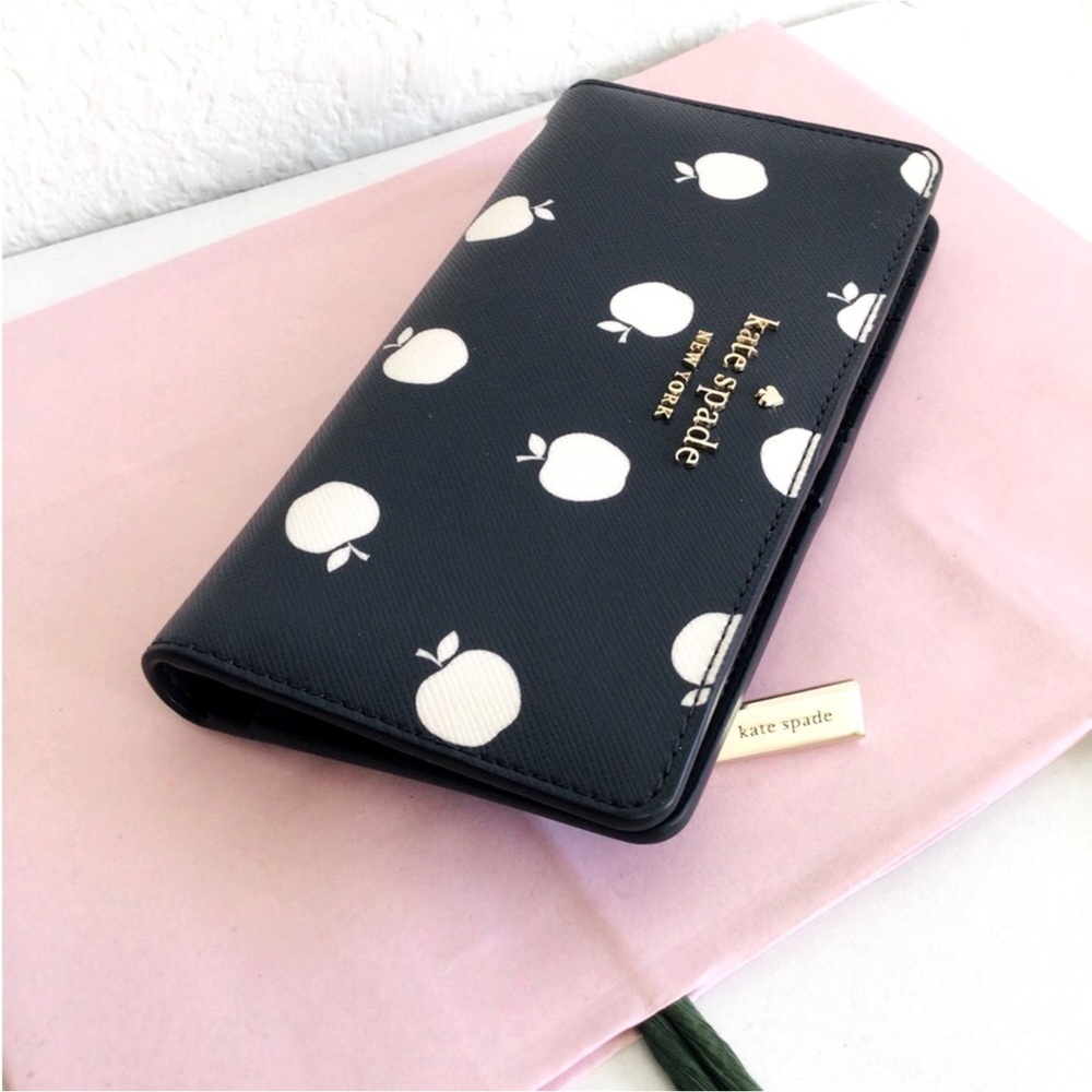 Kate Spade Staci Orchard Toss Large Slim Bifold Leather Wallet Blazer Blue NWT - Picture 4 of 7
